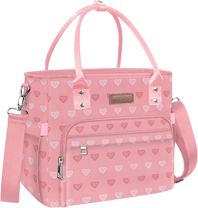 Lunch Bag Lunch Box Women - Leakproof Insulated Lunch Cooler Bag for Women - Large Lunch Tote Bags Adults, Pink Heart