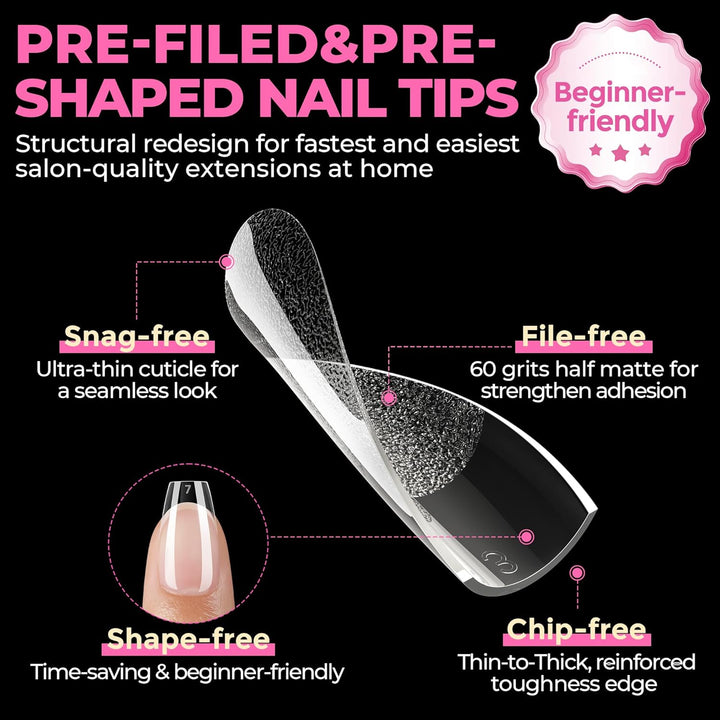 504Pcs Matte Soft Gel Toe Nail Tips | Full Cover for DIY Nail Extensions