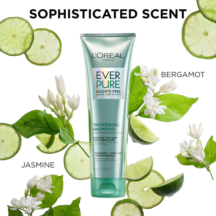 L'Oreal Paris Thickening Sulfate Free Conditioner, Thickens + Strengthens Thin, Fragile Hair, Hair Care with Rosemary Leaf, EverPure, 8.5 Fl Oz (Packaging May Vary)