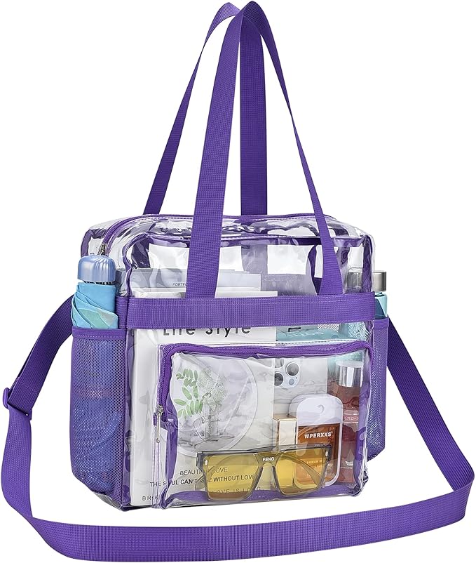 USPECLARE Clear Tote Stadium Approved, Security Travel & Gym Clear Bag for Work Sports Games Concerts