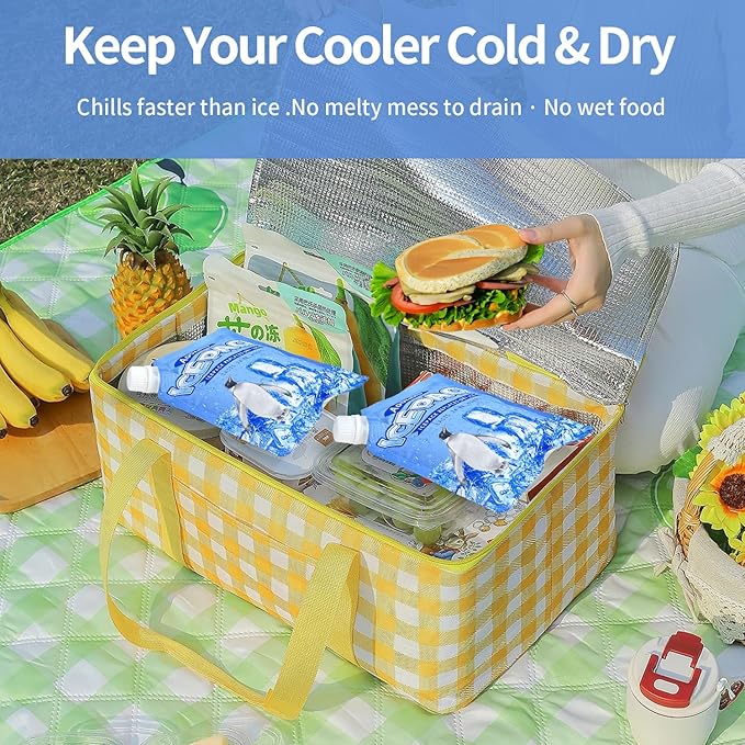2025 Reusable Ice Packs for Cooler, Aookellb 5 Pack Long Lasting Gel Freezer Packs for Coolers, Cold Packs for Cooler Bag Backpacks, Lunch Box, Cooler Bag, Keeps Food Cold Fresh