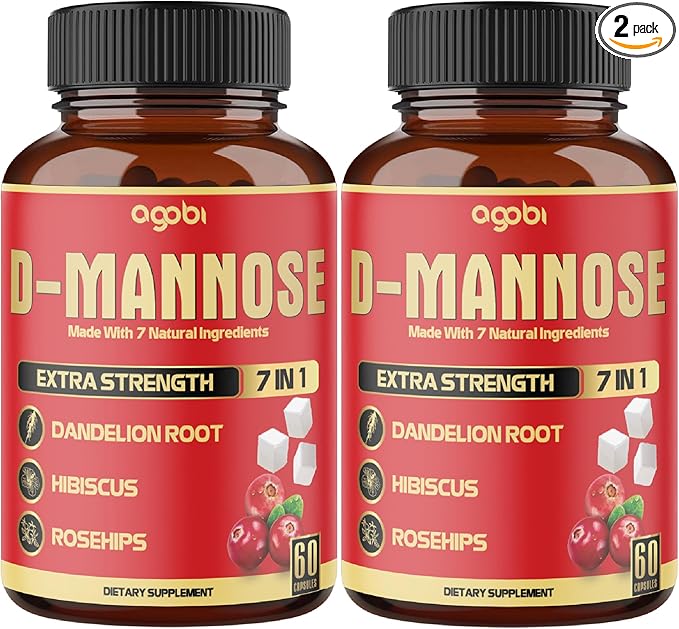 2 Packs 60 Counts 4 Months - D-Mannose Capsules - Natural Urinary Tract Health & Immune Support - 7in1 with Cranberry, Dandelion, Hibiscus & More