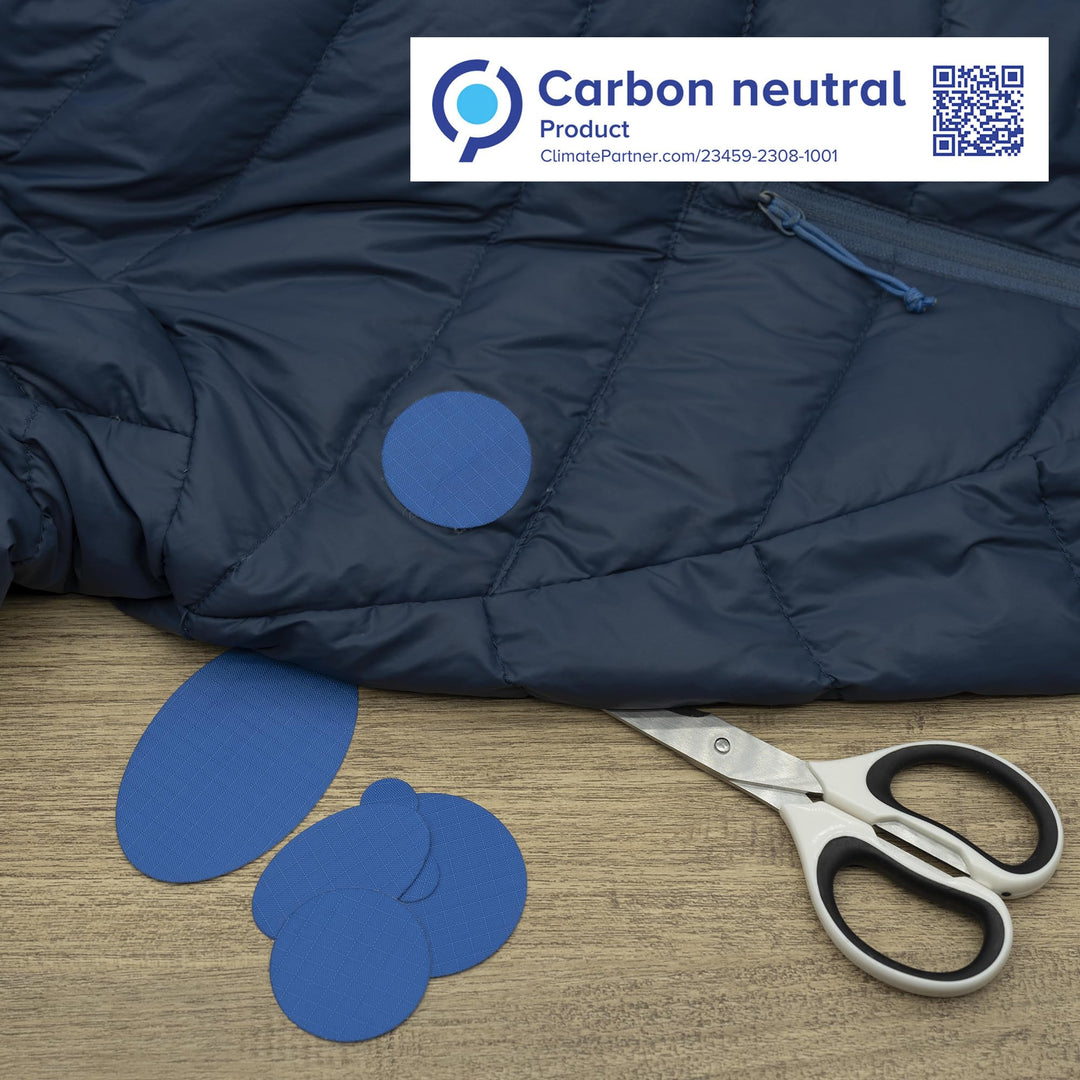 aZengear Down Jacket Repair Patches | Pre-Cut, Self-Adhesive, Soft, Waterproof, Tear-Resistant Rip-Stop Nylon Fabric to Fix Holes in Clothing, Sleeping Bags, Ski Pants (11 Pieces, Blue)