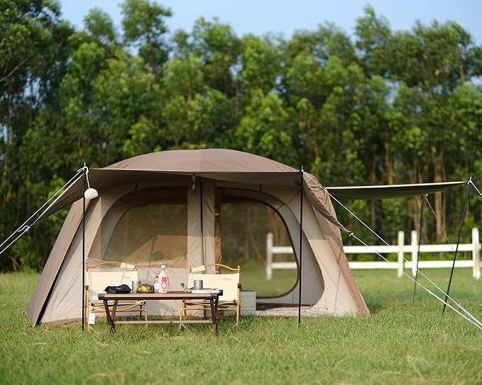 Vidalido 4-6 Person Camping Tent with 3 Door 2 Room Large Family Cabin Tents, Double Layer Waterproof Portable Glamping Tent, Big Tents for Outdoor Camping Hiking and Backpacking