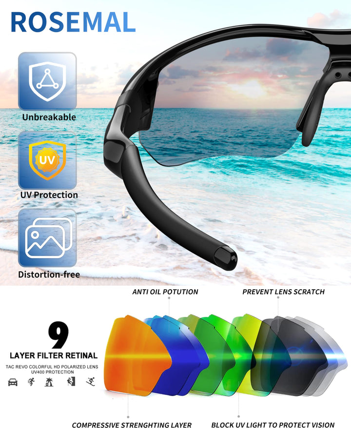 Polarized Sports Sunglasses for Men Women Youth Baseball Running Fishing Tennis Golf Cycling Driving Motor TAC UV400 TR90
