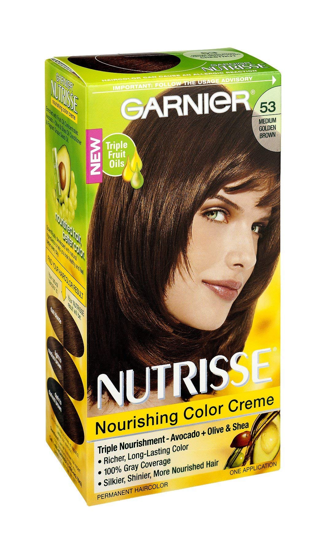 Garnier Nutrisse Haircolor, 53 Medium Golden Brown 1 Ea (Pack Of 3)
