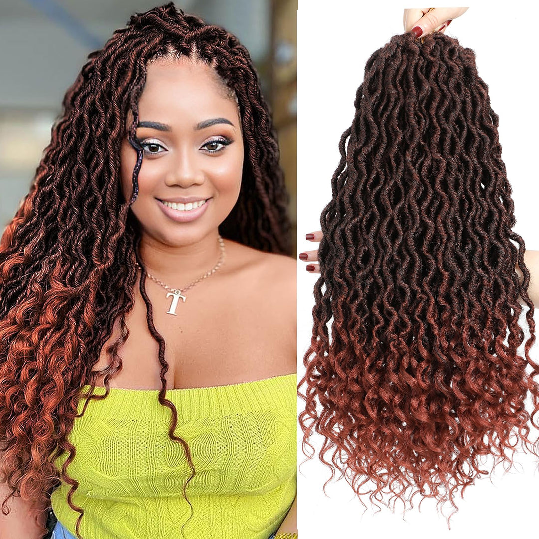 Karida Faux Locs Crochet Hair 24 Inch, 8 Packs Pre Looped Goddess Locs Crochet Hair, Wavy Crochet Goddess Locs With Curly Ends,