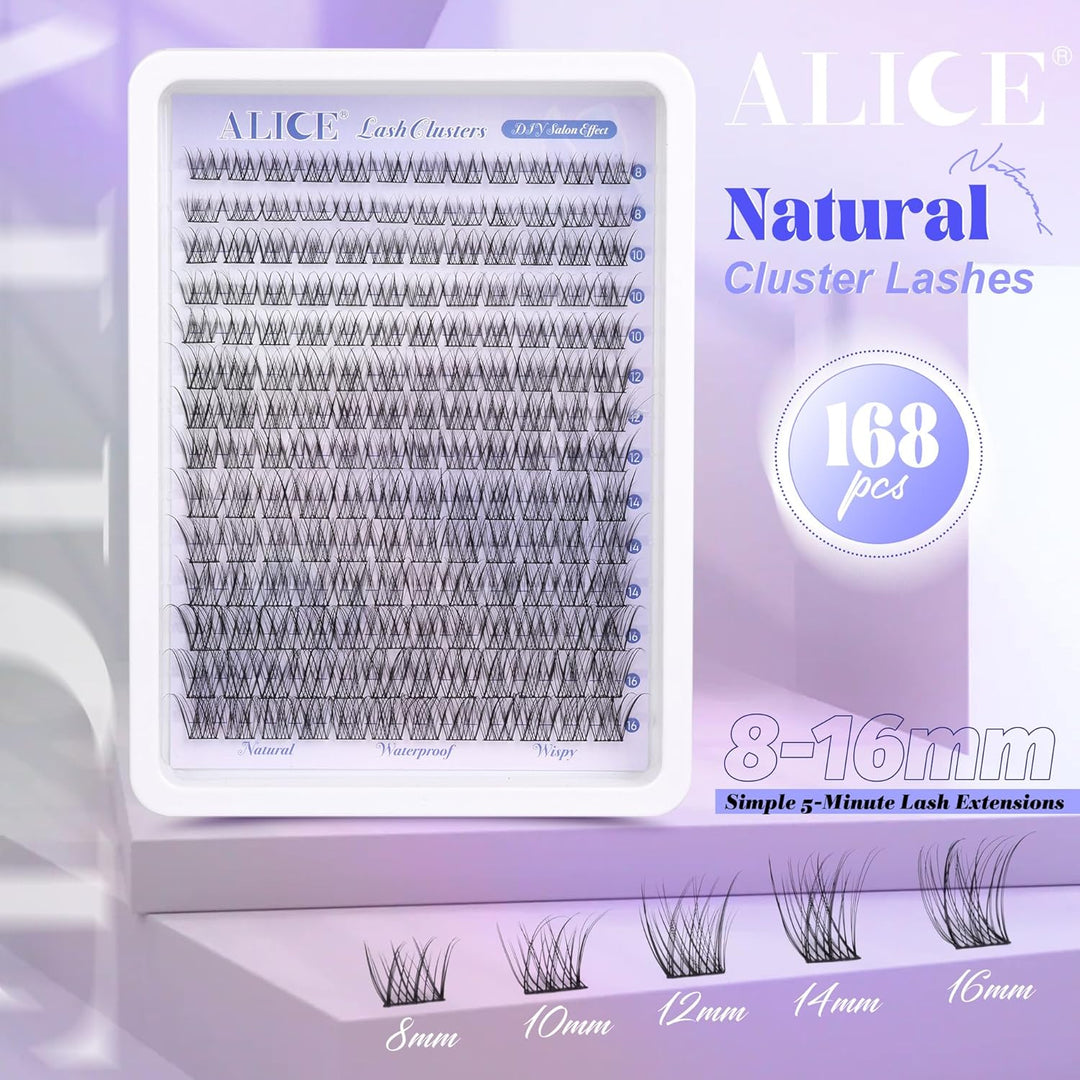 ALICE DIY Natural Lash Clusters | Wispy Anime Cat Eye | 10-16mm, 144 Pcs