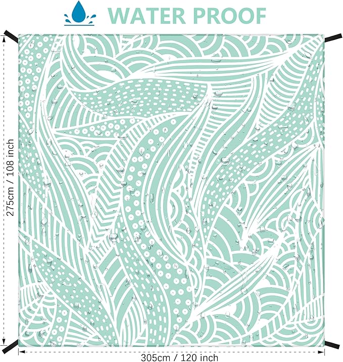 Beach Blanket, Sandproof Beach Mat, Waterproof Quick Drying Lightweight Outdoor Aztec Picnic Mat 79" X 83"/120"x108" for 2-8 Adults for Travel, Camping, Hiking