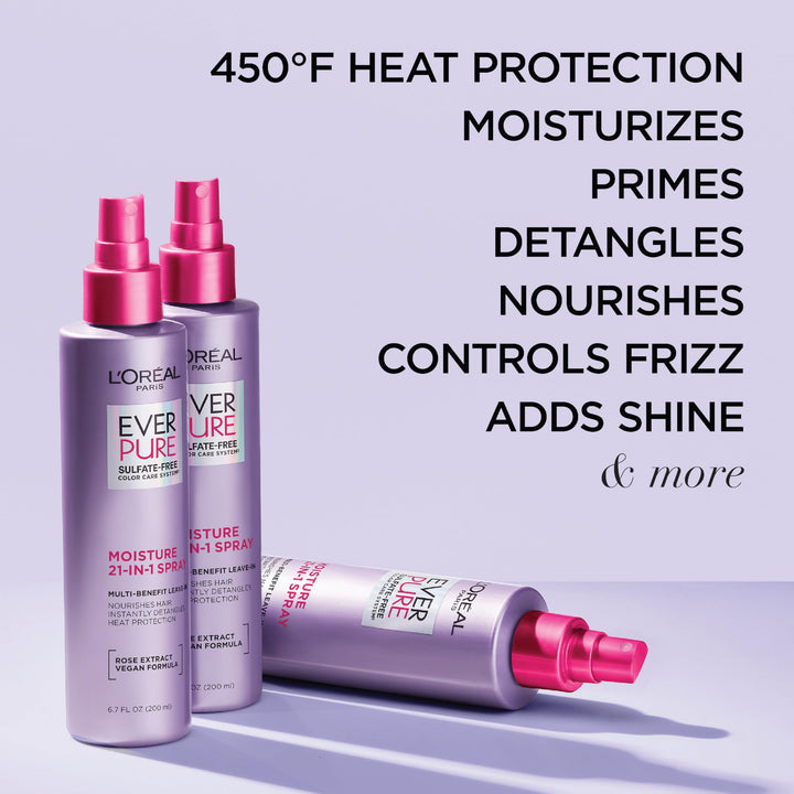 L'Oreal Paris Sulfate Free Moisture 21-in-1 Leave-In Conditioner for Dry Hair, EverPure, 6.7 fl oz