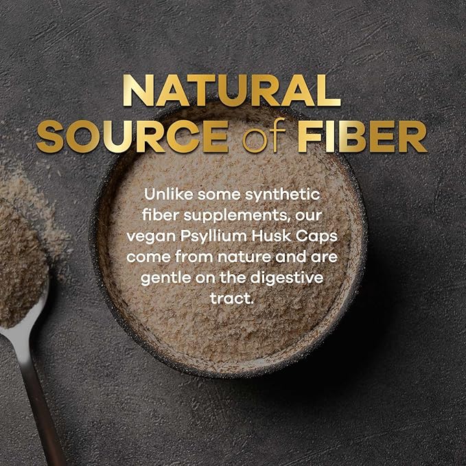 Psyllium Husk Fiber Supplement 1500mg, Natural Daily Soluble & Insoluble Fiber Pills, Psyllium Husk Powder Capsules Supports Digestion Colon Health & Regularity, Plant Based Supplement - 180 Capsules