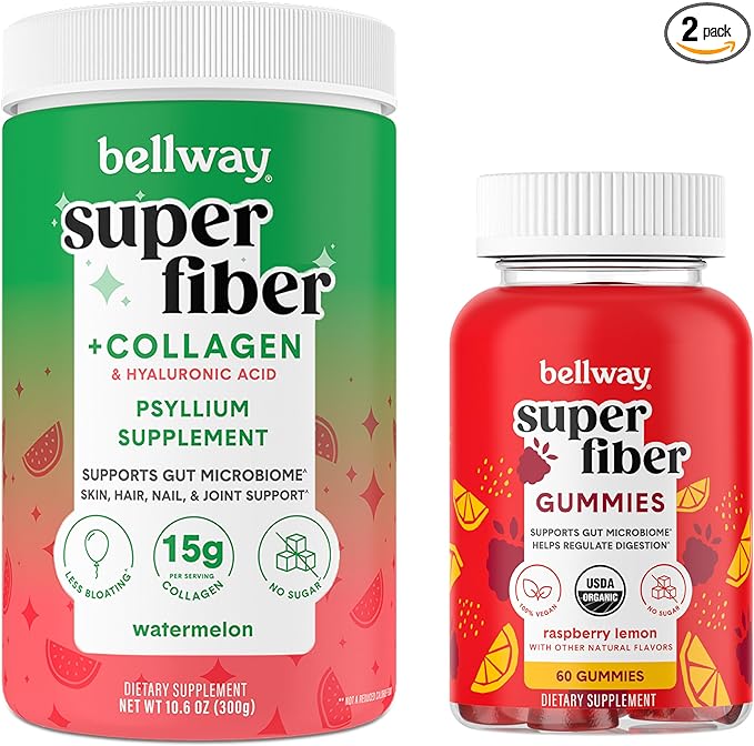 Bellway Super Fiber Powder + Collagen, Watermelon Super Fiber Gummies