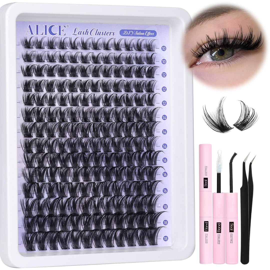 ALICE DIY Natural Lash Clusters | Wispy Anime Cat Eye | 10-16mm, 144 Pcs
