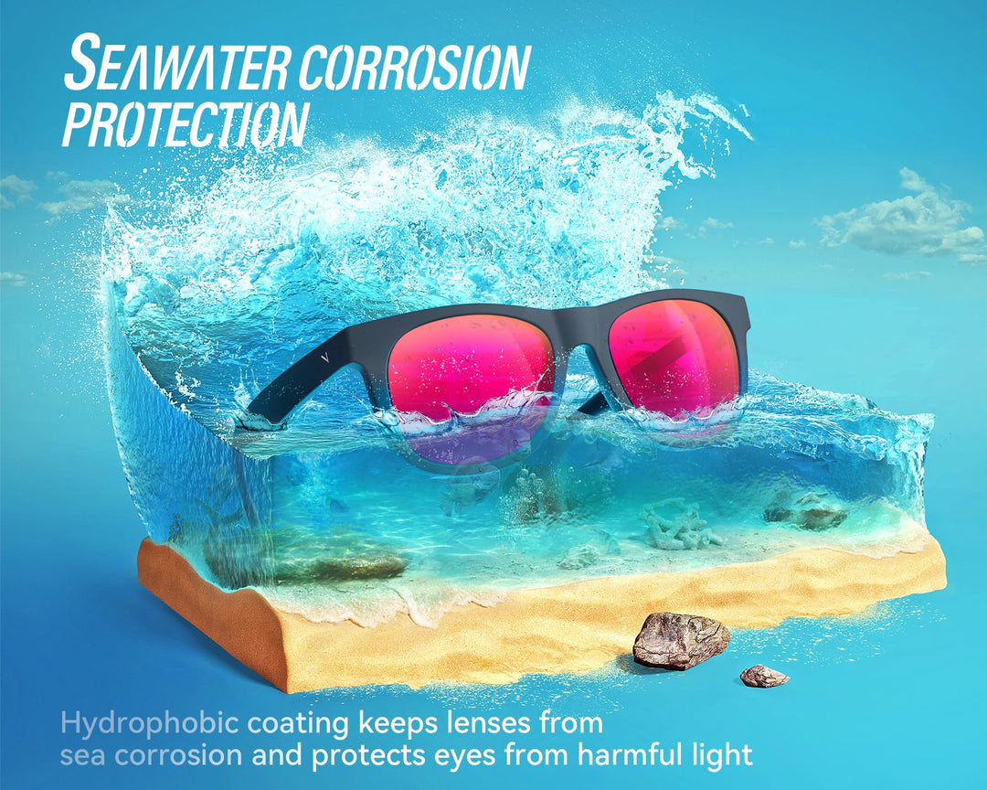 VELAZZIO Polarized Sunglasses for Men and Women Unisex Ultralight Frame UV400 Protection Sunglasses for Driving Cycling Skiing, Black Frame Red Lens