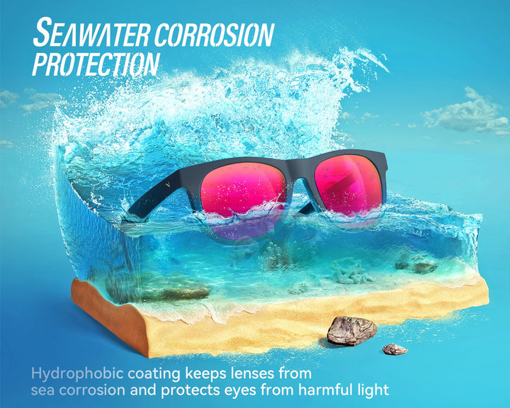 VELAZZIO Polarized Sunglasses for Men and Women Unisex Ultralight Frame UV400 Protection Sunglasses for Driving Cycling Skiing, Black Frame Red Lens