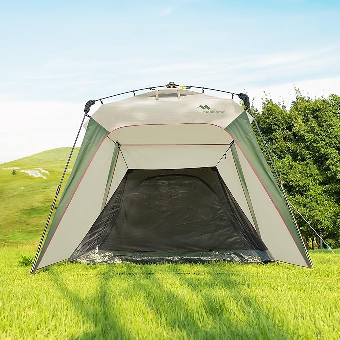 8.2'x8.2' Pop Up Canopy Tent Easy One Person Setup Instant Outdoor Beach Canopy Folding Portable Sports Shelter with 1 Sidewall - Olive