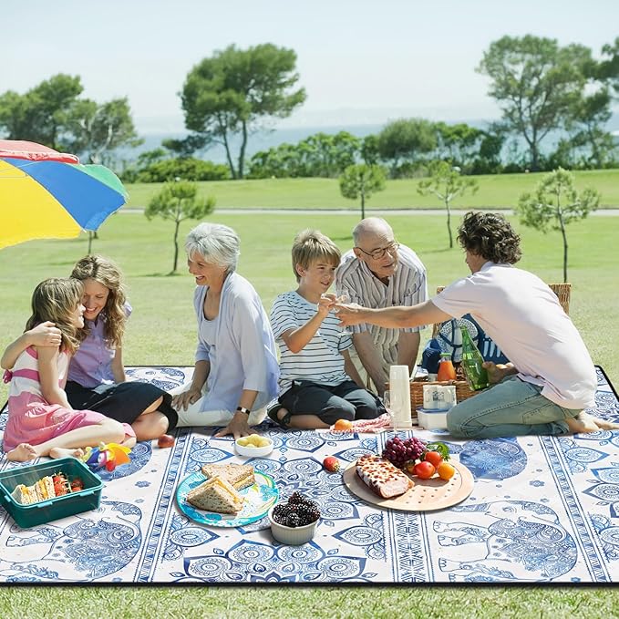 Picnic Blankets 60x80 Portable Family Roll Up Couple Blanket Sand Mats for Beach Fold Up Car Stadium Yoga Matt Lightweight Backpack Blanket Dog Car Seat Cover European Travel Hiking Essential