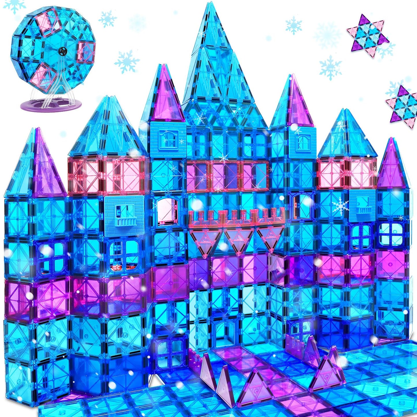 100PC Magnetic Tiles for Kids 3+ Year Old Boys Girls Magnetic Building Blocksd 3D Princess Castle Toy Age 3-4 STEM/Sensory/Montessori Toy Toddler Educational Birthday Gift for Preschool Creative Play