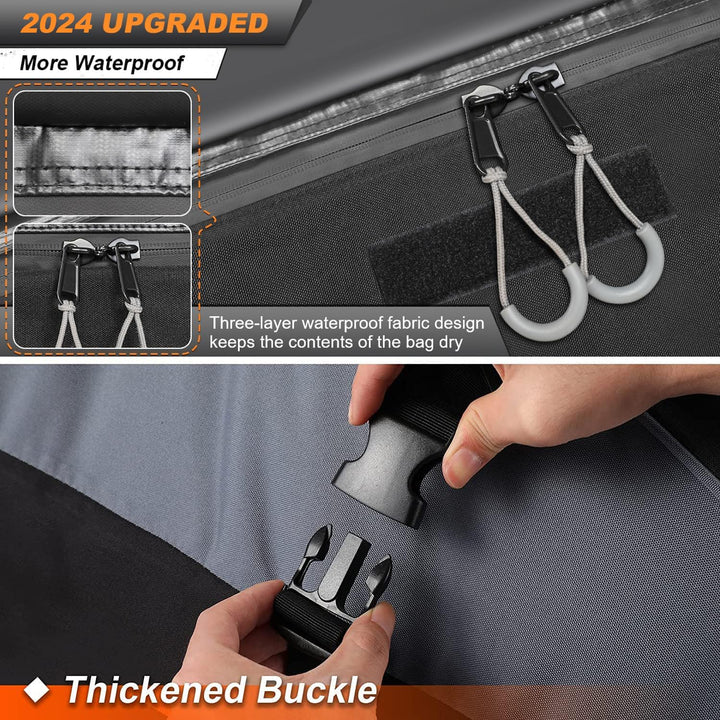 Car Rooftop Cargo Carrier Roof Bag, 20 Cubic Feet Waterproof Roof Top Cargo Carrier fit Car with Without Luggage Rack - Vehicle Soft Shell Roof Cargo Box with Tie-Down Strap, Safety Hook & Storage Bag