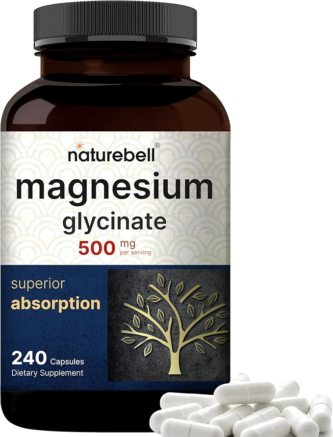 Magnesium Glycinate Capsules 500mg | 240 Count | Supplement for Sleep, Heart & Muscle Support | 100% Chelated & Purified, 3rd Party Tested, Non-GMO & Gluten Free