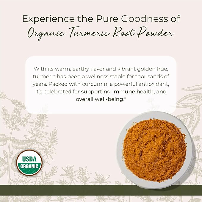Starwest Botanicals Organic Ground Turmeric Root Powder - Curcumin Spice for Cooking & Seasoning, Natural Source of Antioxidants, Immune Support, Certified Kosher, Non-GMO - Bulk 1 lb Bag