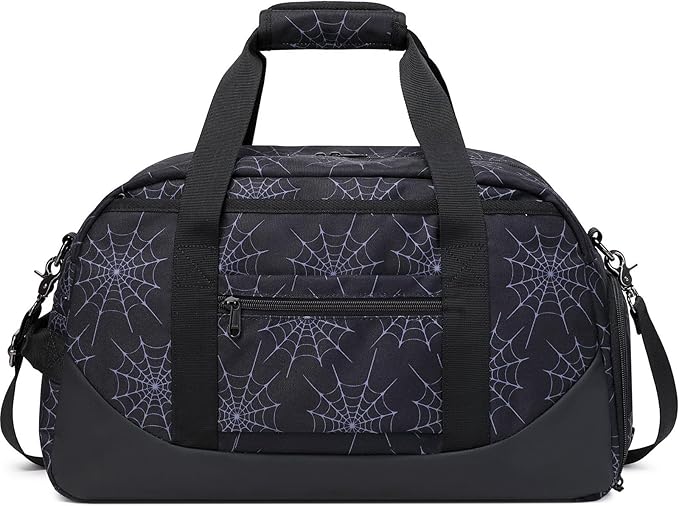 JIANYA Kids Overnight Duffle Bag Spider Sports Gym Bag with Shoe Compartment & Wet Pocket, Carry On Weekender Travel Bag, Blue
