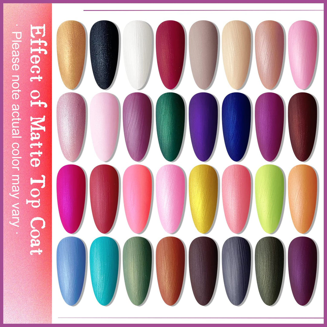 23-Piece Colorful Gel Nail Polish Kit | Classic Matte & Glossy Top Coats