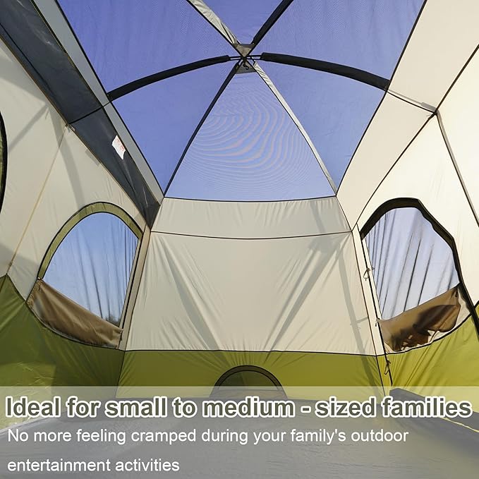 Vidalido Tents，6-8 Person Camping Tent with Extended Vestibule，2 Room Weather Resistant Family Tents，Easy Install Waterproof Outdoor Tent for Backpacking and Camping Hiking