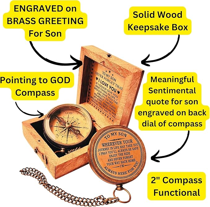 Inspiration Gift for Men Women Engraved Compass - Go Confidently - Thoreau Quote, You're Awesome Employee, Coworker Meaningful Gift for him her