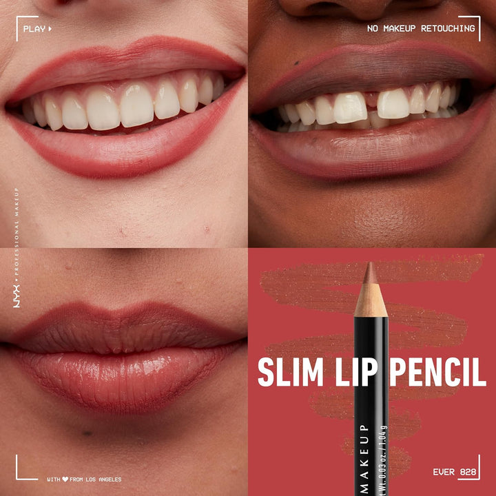NYX Slim Lip Pencil | Long-Lasting Creamy Lip Liner | Hot Red - 2 Pack