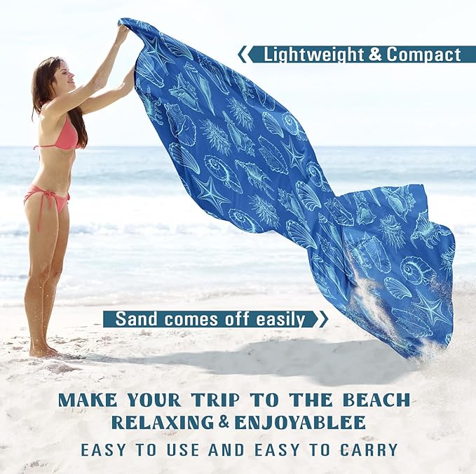 Beach Blanket Sandproof Waterproof 78''×110'' 1-7Adults Oversized,Compact Lightweight Durable Beach Mat for Travel Camping Hiking Picnic Blanket
