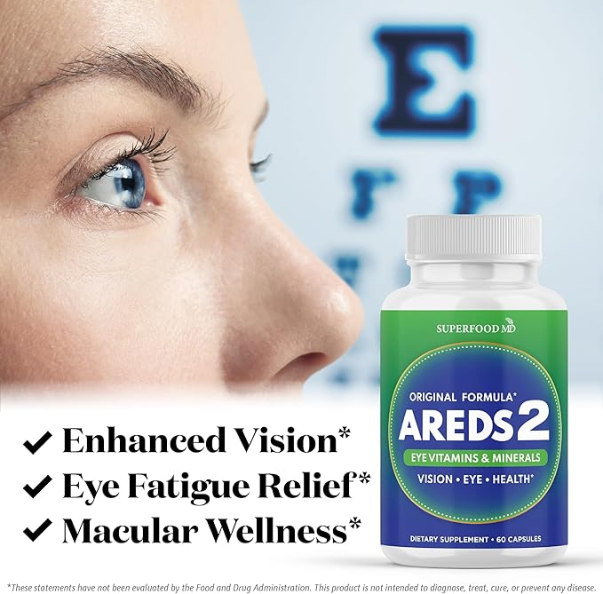 AREDS 2 Eye Vitamin & Mineral Supplement, Contains Lutein, Vitamin C, Zeaxanthin, Zinc & Vitamin E, with Added Copper - 60 Count