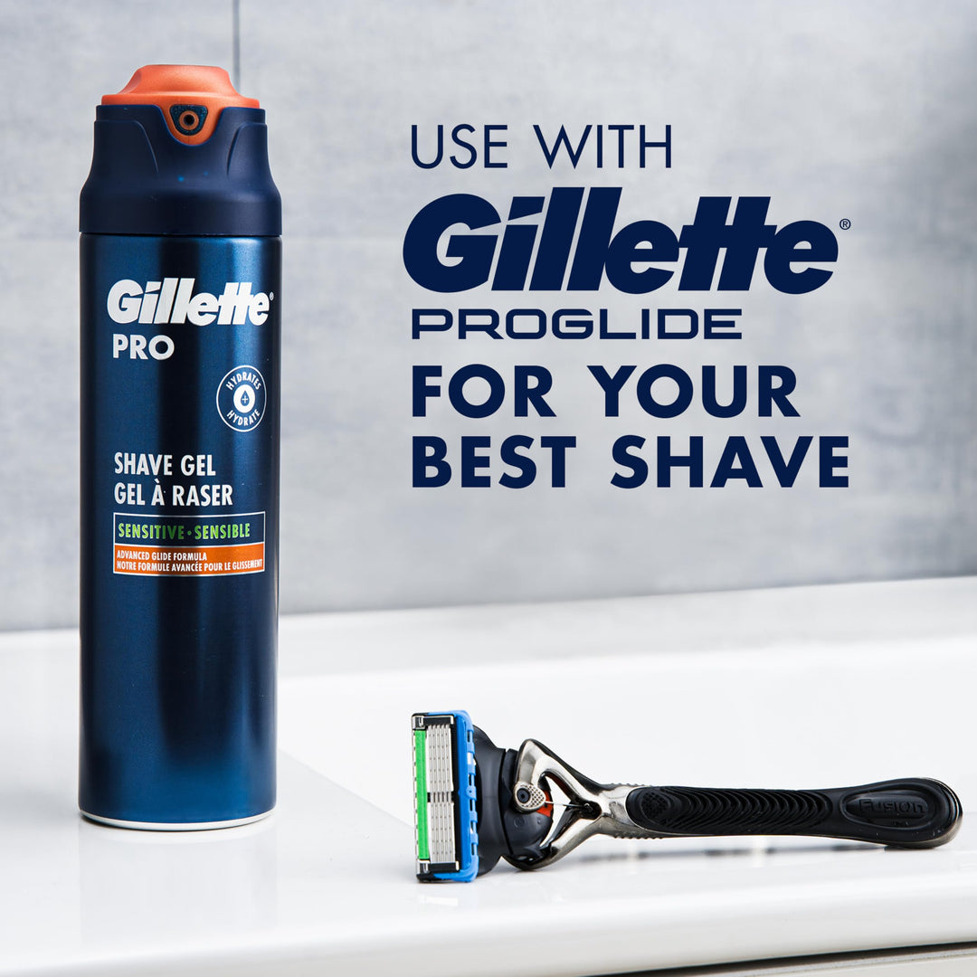 Gillette PRO Shaving Gel For Men Cools To Soothe Skin And Hydrates Facial Hair, 7oz, ProGlide Sensitive 2 in 1 Shave Gel