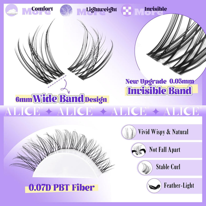 ALICE DIY Natural Lash Clusters | Wispy Anime Cat Eye | 10-16mm, 144 Pcs