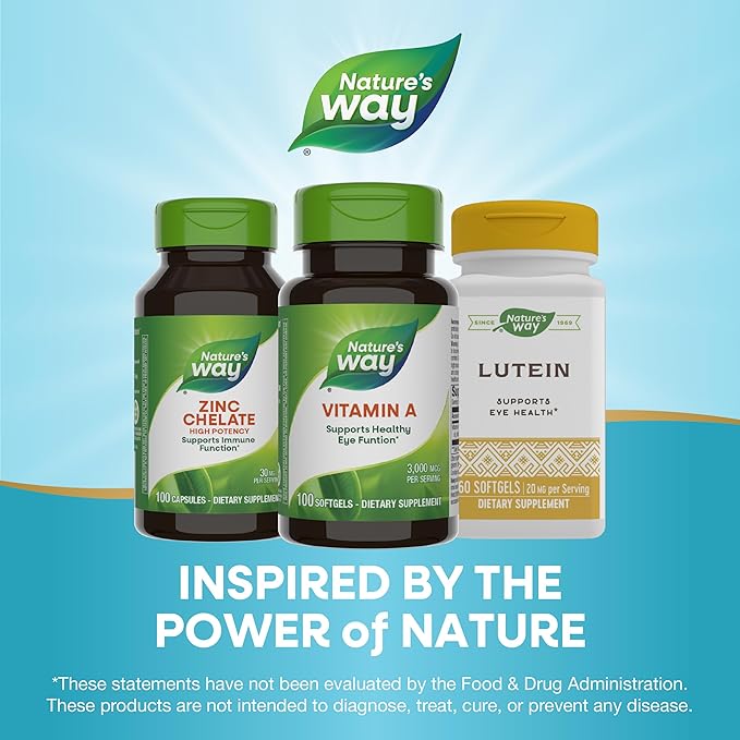 Nature's Way Vitamin A, High Potency, Supports Healthy Eye Function*, 3,000 mcg per Serving, 100 Softgels (Packaging May Vary)
