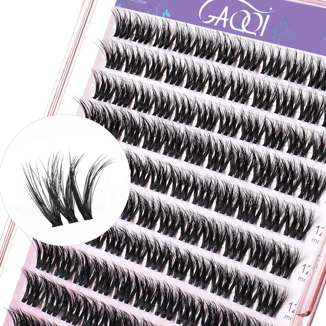 GAQQI Lash Clusters, Cluster Eyelash Extensions 110 Cluster Lashes, Wispy Volume Eyelash Clusters 10-14mm, Multilayered 3D Fluffy Individual Lashes, Soft and Thin Band (3D-GQ08)