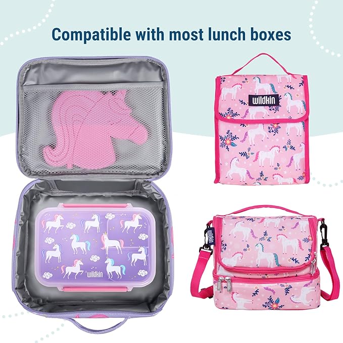 Wildkin Kids Ice Packs (4 Packs) for Boys & Girls, Perfect for Daycare & Preschool Slim & Reusable Ice Packs, Keep Lunches Fresh & Cool for School & Travel, Portable Ice Packs for Kids (Unicorn)