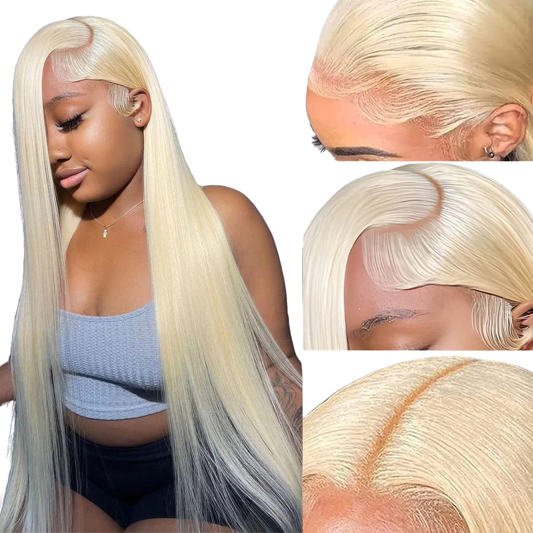 613 Lace Front Wig Human Hair 13X6 Transparent Lace, Blonde Lace Front Wigs Human Hair, 28Inch Straight 613 Hd Lace Frontal Wig