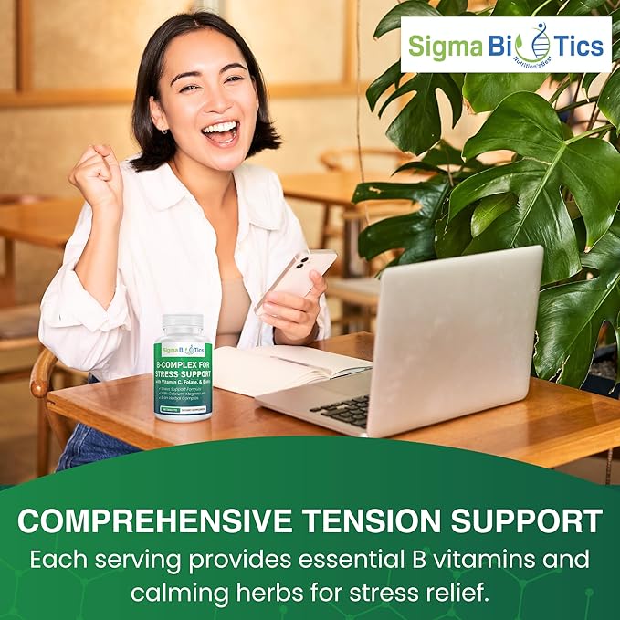 B Complex for Stress Support - Energy, Nerve & Mood Support with Vitamins, Minerals & Botanicals - Non-GMO, 90 Tablets for Relaxation