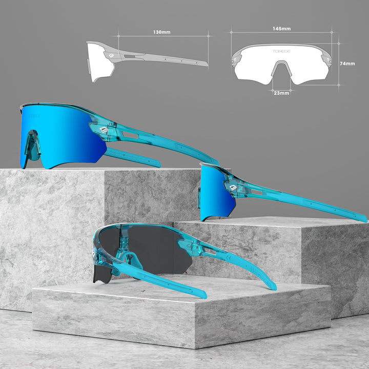 TOREGE Z87 Sunglasses for Men Women Cycling Fishing Running Driving Baseball Anti-fog Sports Sunglasses UV Protection 02EV (Transparent Green&Green&Ice Blue Lens)
