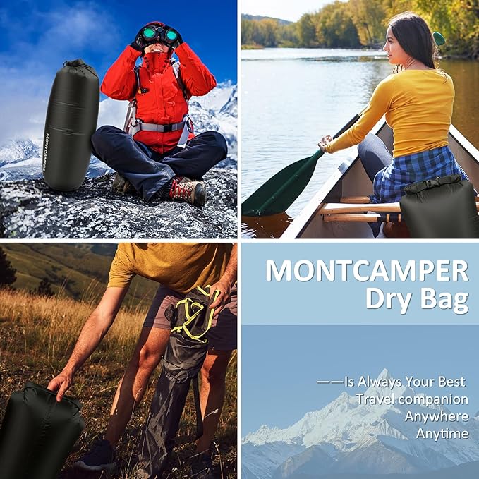 Upgraded 30D Nylon Waterproof Dry Bag-Extra Large Storage Sack for Hiking, Kayaking and Rafting-Roll Top Closure-Float on Water(20L/Black)