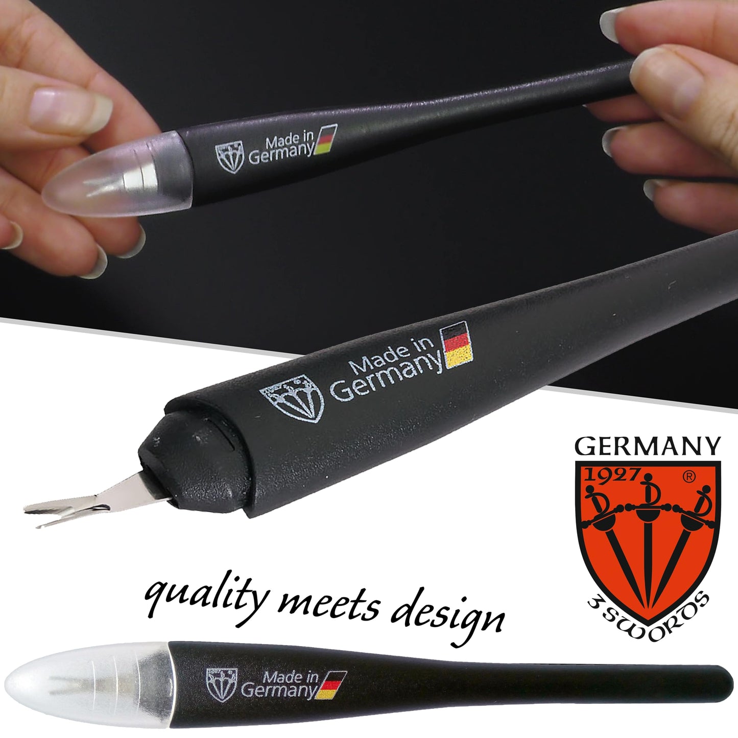 3 Swords Germany - brand quality CUTICLE REMOVER TRIMMER KNIFE (1 piece) manicure pedicure grooming for professional finger & toe nail care by 3 Swords, Made in Germany