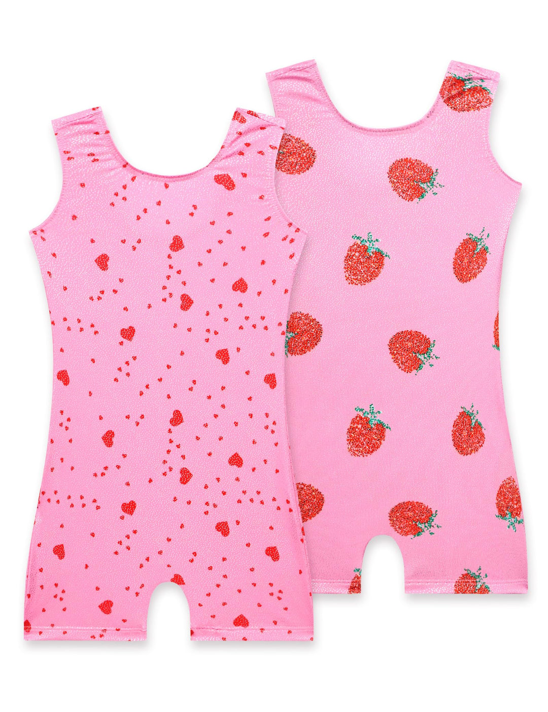 Nokecina Girls Gymnastics Leotards Size 5-6 Years Old 2 Pack Sparkly Pink Strawberry Athletic Outfit