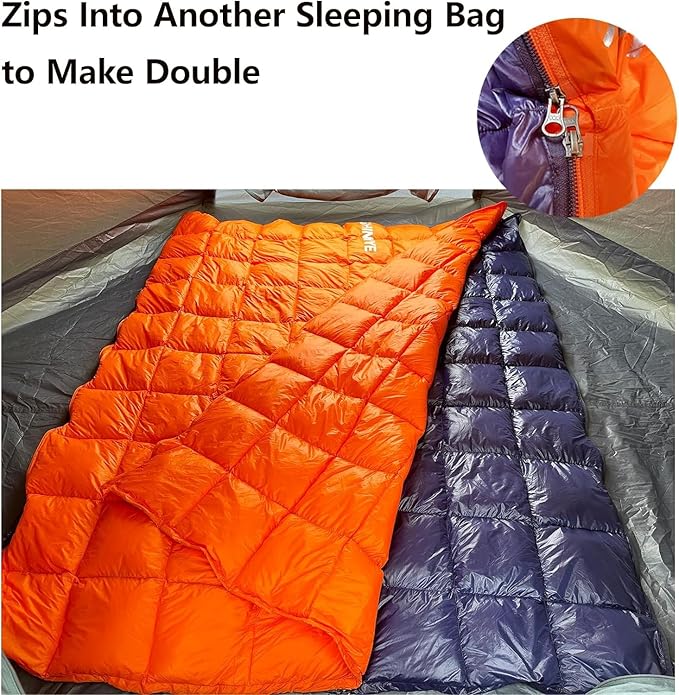 ShinHye Ultralight Sleeping Bag for Adults - 500g Premium Duck Down Waterproof & Compressible, 3 Season Backpacking Camping 40-59℉, Compact Lightweight Sleeping Bag with Compression Sack