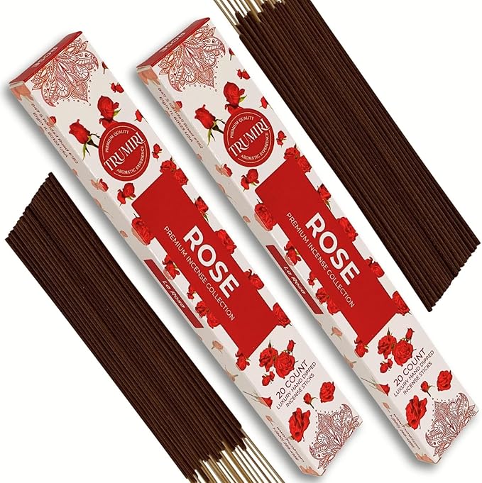Rose Incense Sticks - Incienso de Rosas - Total 40 Insence-Sticks - Dual Pack of 20 Insense - Inciensos - Inscents - Natural Non Toxic Ingredients - Incents - Incence - Inscense - Insents