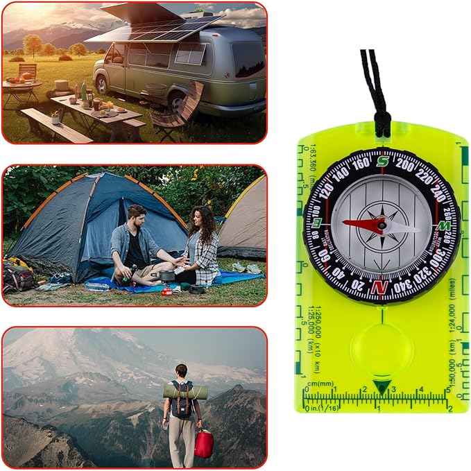 2 Pieces Orienteering Compass, Superior Hiking Survival Compass for Kids, Hiking Backpacking Compass Scouts Navigation Compass Waterproof Map Reading Compass for Outdoor Camping
