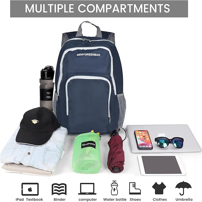 35L Foldable Waterproof Backpack For Outdoor Sports Travel Inside Wet Clothes Compartment Packable For Multiple