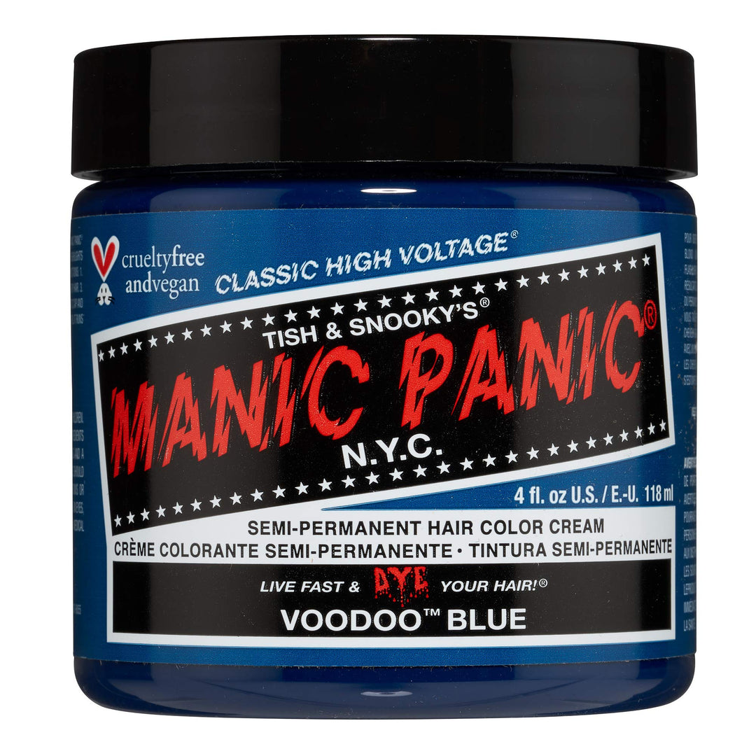 MANIC PANIC Classic Voodoo Blue Semi Permanent Hair Color - Dark Greenish Blue Hair Dye for Women & Men That Lasts 4-6 Weeks - Vegan, Ammonia & Cruelty-Free - Create & Mix Custom Shades (4oz)
