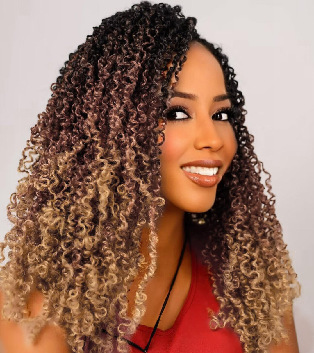 Aksice Yanky Twist Crochet Hair for Women 12 Inch 8 Packs Pre-looped Mini Twist Hair Bohemian Passion Twist Crochet Hair Boho Crochet Braids Synthetic (1B/30/27)