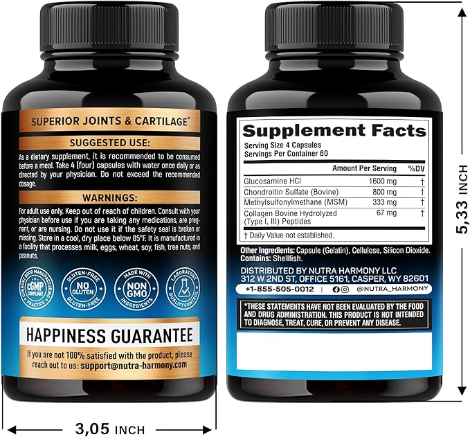 Glucosamine Chondroitin MSM Collagen | FSA HSA Eligible | Joint Support Supplement 2800 mg | Made in USA | FSA Approved Product Items | Flexibility Nutritional Vitamins | For Men & Women, 240 Capsules